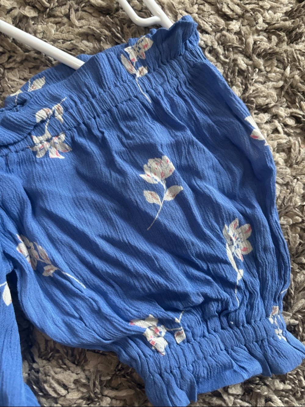 Billabong Blue Floral Off-Shoulder Peasant Top - Picture 12 of 13